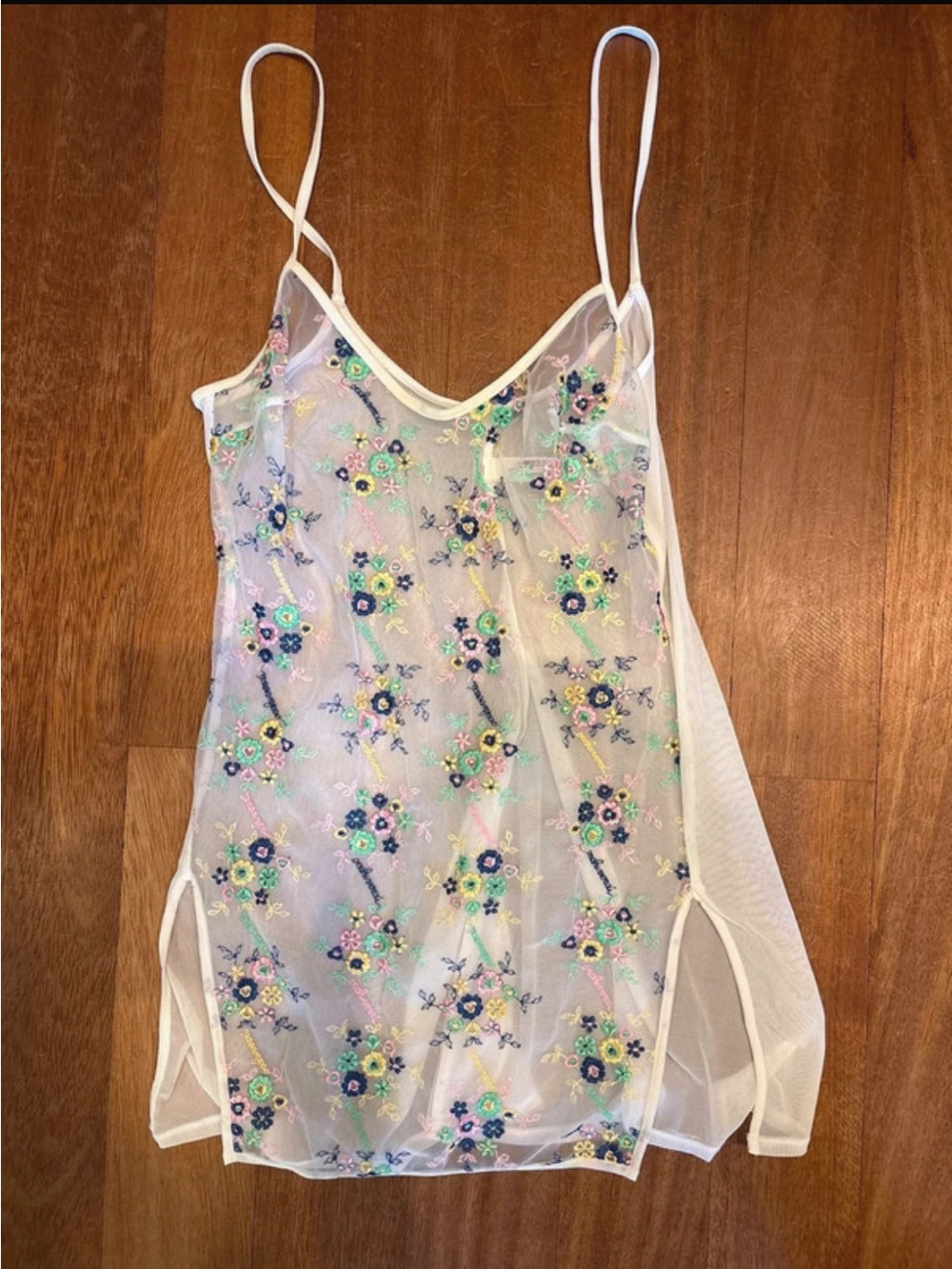 La Perla White Floral Embroidered Sheer Slip Dress